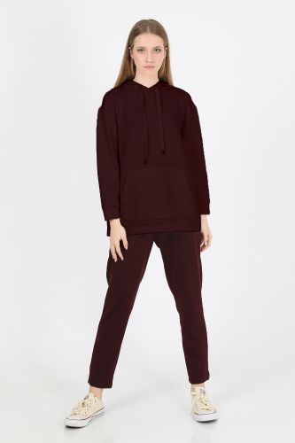 JOHN FRANK WOMAN SPORTS&LOUNGEWEAR CHIC LONG SWEATSHIRT BORDO - 1